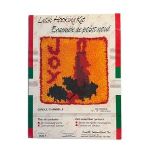Aronnelle Latch Hook Kit 9057 Joy Candle Christmas Holiday Vintage 12x12 New